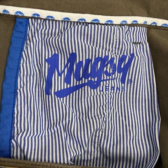 Mugsy Olives Chino Pants Mens 40/31 Green Stretch Slim Preppy School Casual Read - Picture 4 of 10